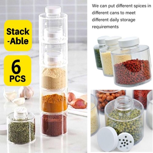 Transparent Seasoning Jar Set (6 PCS) - Stylish Kitchen Organization