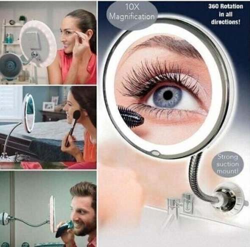 360° Flexible Light-Up 10X Magnification Makeup Mirror