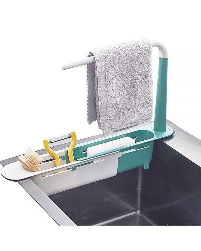Telescopic 2-in-1 Sink Storage Rack Holder - Versatile Kitchen Organizer