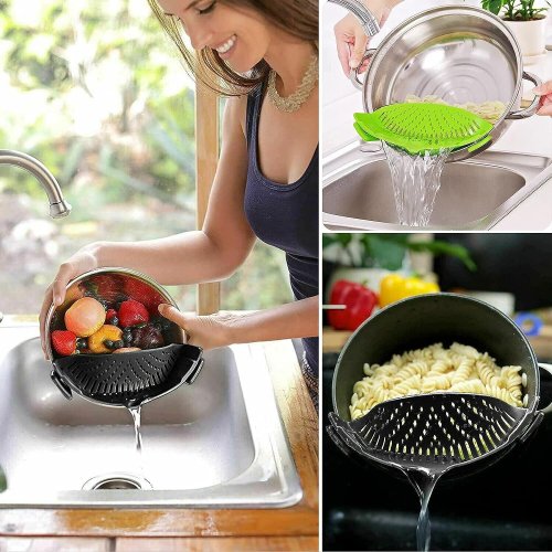 Versatile Clip-On Silicone Strainer for Effortless Draining
