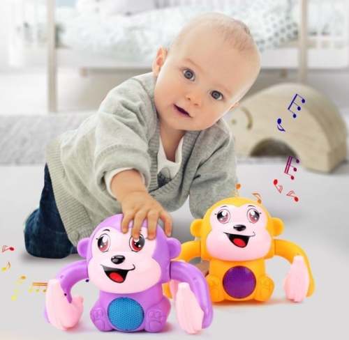 Early Infant Electric Flip & Head Monkey Toy - Interactive Fun for Babies