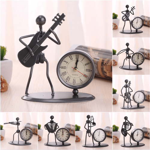 Creative Wrought Iron Musical Instrument Villain Clock – Unique Home Decor