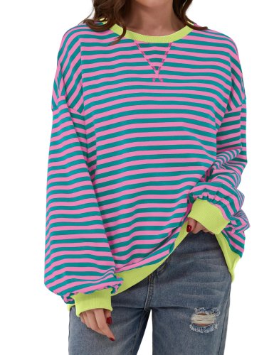 🔥Cozy Women's Oversized Striped Long Sleeve Pullover for Effortless Style🔥