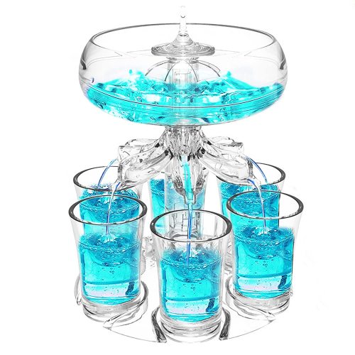 Drink Dispenser for Juice or Spirits - Complete Set with 6 Shot Glasses
