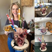 Zombie Head Knife Holder For Kitchen Storage