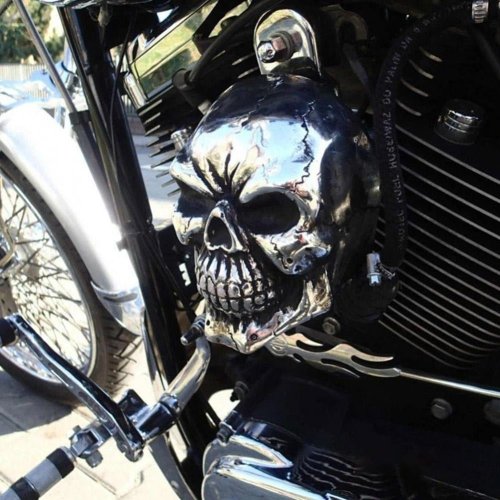 Motorcycle Skull Horn Cover - Stylish Skull Design for Your Ride