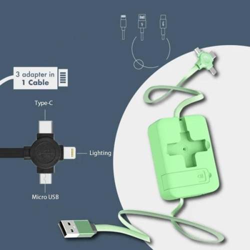 Three-in-One Charging Cable Roll - Convenient and Tangle-Free