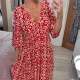 Chic Casual Print V-Neck Waist Wrap Long Dress for Effortless Style