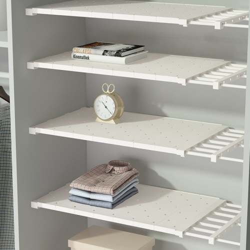 Expandable Closet Tension Shelf Storage Rack - Versatile Organizer for Wardrobe, Kitchen, and Bathroom