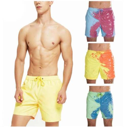 Temperature Sensitive Color Changing Beach Pants Swim Trunks