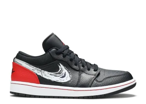 AIR JORDAN 1 LOW 'BRUSHSTROKE SWOOSH - BLACK RED' DA4659-001