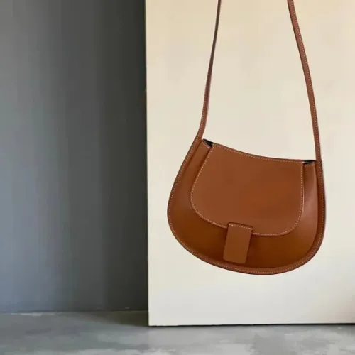 Fashion Lady Retro Leather Mini Bag Half-Moon Solid Color One-Shoulder Bags Ladies Messenger Bag