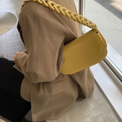 2023 New Female Fashion Single Shoulder Bag Women’s Solid Color Chain Genuine Leather Crossbody Bag