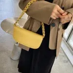 2023 New Female Fashion Single Shoulder Bag Women’s Solid Color Chain Genuine Leather Crossbody Bag