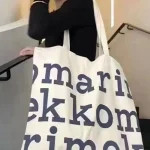 Contrast Color Flower Print Ladies Canvas Tote Bag Versatile Fashion New Handbag Women Sweet Large Capacity Shoulder Bags