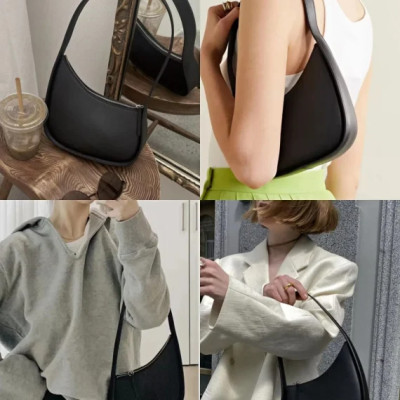 Niche Design Women Asymmetric Solid Color Underarm Bag Small Shoulder Bags Fashionable Versatile Ladies Zipper Leather Handbag