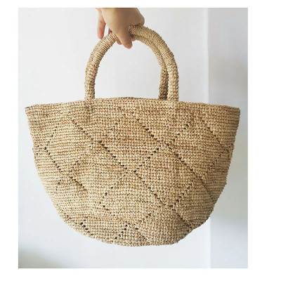 2023 New Women Lafite Grass Hollow Out Woven Bag All-Match Solid Color Ladies One Shoulder Handbag For Holiday