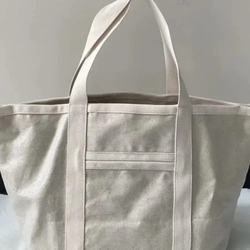 Women’s Linen Embroidery Letters Handbag Large Capacity Shopping Bag Ladies Classic Tote Bag