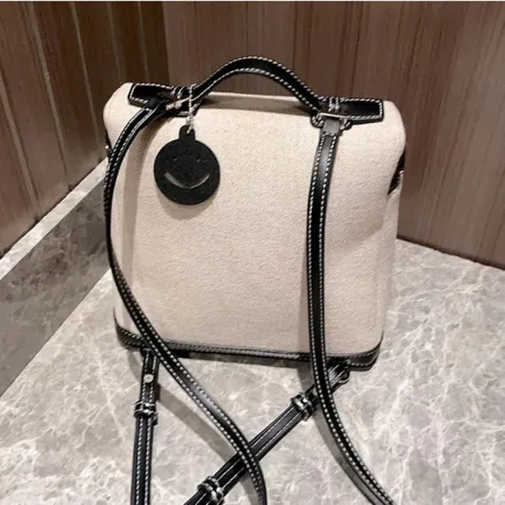 Women Color Patchwork Canvas Backpack Casual Large Capacity Zipper Backpack Leisure Vacation Travel Bag For Ladies 2023 New