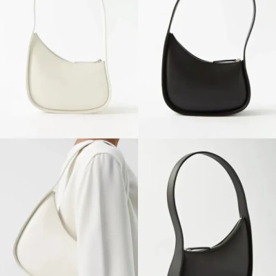 Niche Design Women Asymmetric Solid Color Underarm Bag Small Shoulder Bags Fashionable Versatile Ladies Zipper Leather Handbag