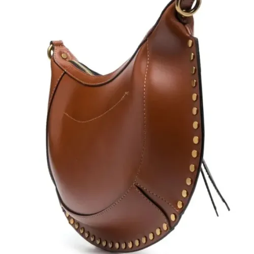 Brown Or Black Women Cowhide Saddle Bag Rivet Decoration Adjustable Shoulder Strap Fashion Ladies Shoulder Bag Zipper Handbag