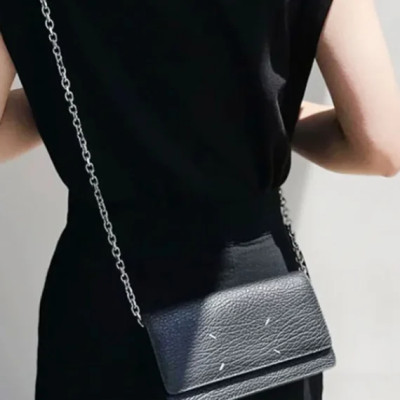 2023 New Women Long Chain Crossbody Bags Solid Color Fashion Simple Wallet Genuine Leather Female Mini Bag