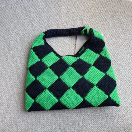 6 Colors Women Plaid Zipper Handbag Lady Underarm Shoulder Totes Bag Female Fashion Woven Knitted Bags