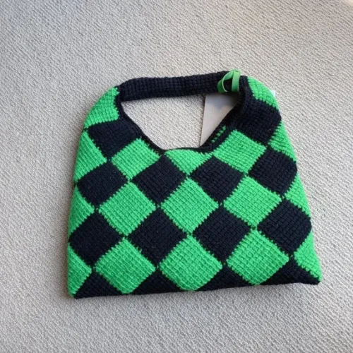 6 Colors Women Plaid Zipper Handbag Lady Underarm Shoulder Totes Bag Female Fashion Woven Knitted Bags