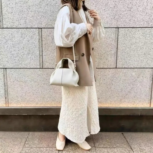 Women’s Genuine Leather Messenger Bags Female Solid Color Dumpling Handbag 2023 Fashion New All-Match Shoulder Bag