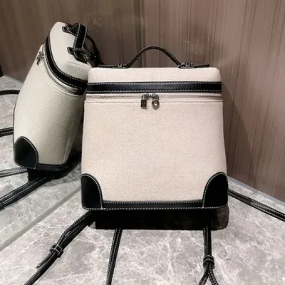 Women Color Patchwork Canvas Backpack Casual Large Capacity Zipper Backpack Leisure Vacation Travel Bag For Ladies 2023 New