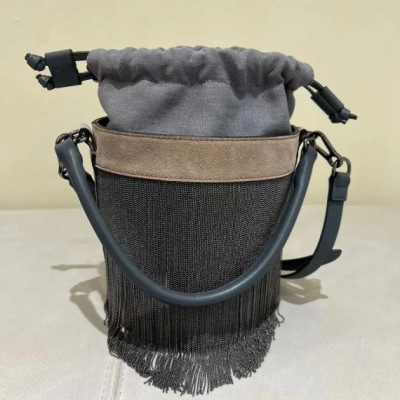 Women’s Barrel Type Beadings Tassels Bags Fashion All-Match 2023 New Ladies Lace-Up Drawstring Shoulder Handbags