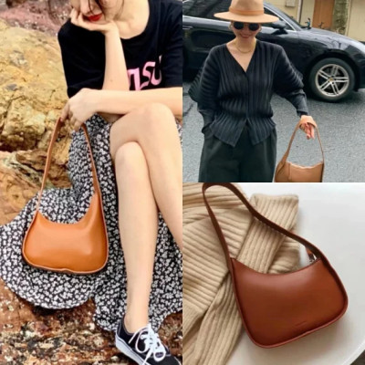 Niche Design Women Asymmetric Solid Color Underarm Bag Small Shoulder Bags Fashionable Versatile Ladies Zipper Leather Handbag