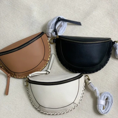 Brown Or Black Women Cowhide Saddle Bag Rivet Decoration Adjustable Shoulder Strap Fashion Ladies Shoulder Bag Zipper Handbag