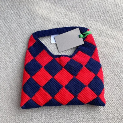 6 Colors Women Plaid Zipper Handbag Lady Underarm Shoulder Totes Bag Female Fashion Woven Knitted Bags