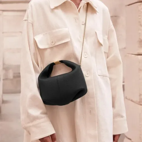 Fashion New Women Cowhide Crossbody Bag Solid Color Shoulder Bags All-Match Ladies Gold Buckle Handbags