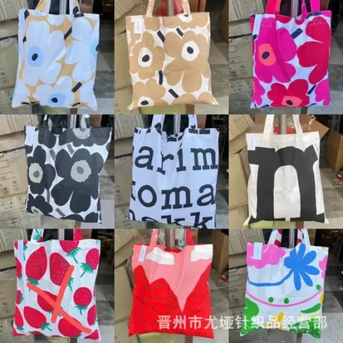 Contrast Color Flower Print Ladies Canvas Tote Bag Versatile Fashion New Handbag Women Sweet Large Capacity Shoulder Bags