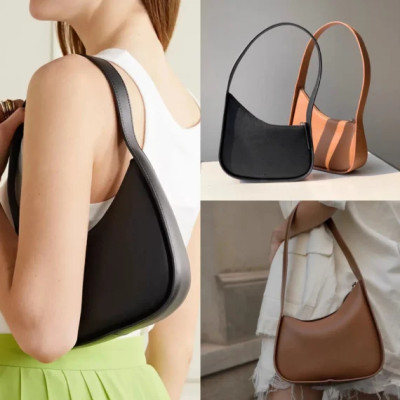 Niche Design Women Asymmetric Solid Color Underarm Bag Small Shoulder Bags Fashionable Versatile Ladies Zipper Leather Handbag
