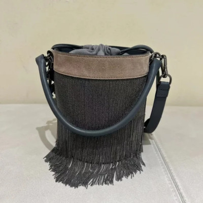 Women’s Barrel Type Beadings Tassels Bags Fashion All-Match 2023 New Ladies Lace-Up Drawstring Shoulder Handbags