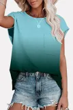 Casual Street Gradual Change Split Joint Pocket O Neck T-Shirts