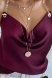 Fashion Casual Solid Chains Halter Tops