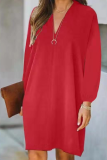 Casual Solid Patchwork V Neck Straight Dresses