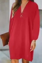 Casual Solid Patchwork V Neck Straight Dresses