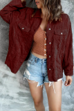 Casual Solid Pocket Buckle Turndown Collar Outerwear