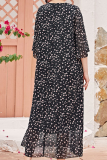 Fashion Elegant Floral Split Joint O Neck Dresses