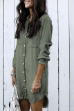 Casual Solid Tassel Turndown Collar Shirt Dress Dresses