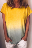 Casual Gradual Change Basic O Neck T-Shirts