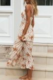Fashion Sexy Print Split Joint V Neck Waist Skirt Dresses