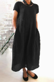 Casual Street Solid Pocket O Neck Short Sleeve Dress Dresses
