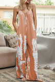 Fashion Casual Print O Neck Loose Jumpsuits