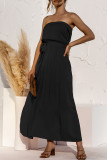 Fashion Casual Solid Split Joint Strapless A Line Dresses